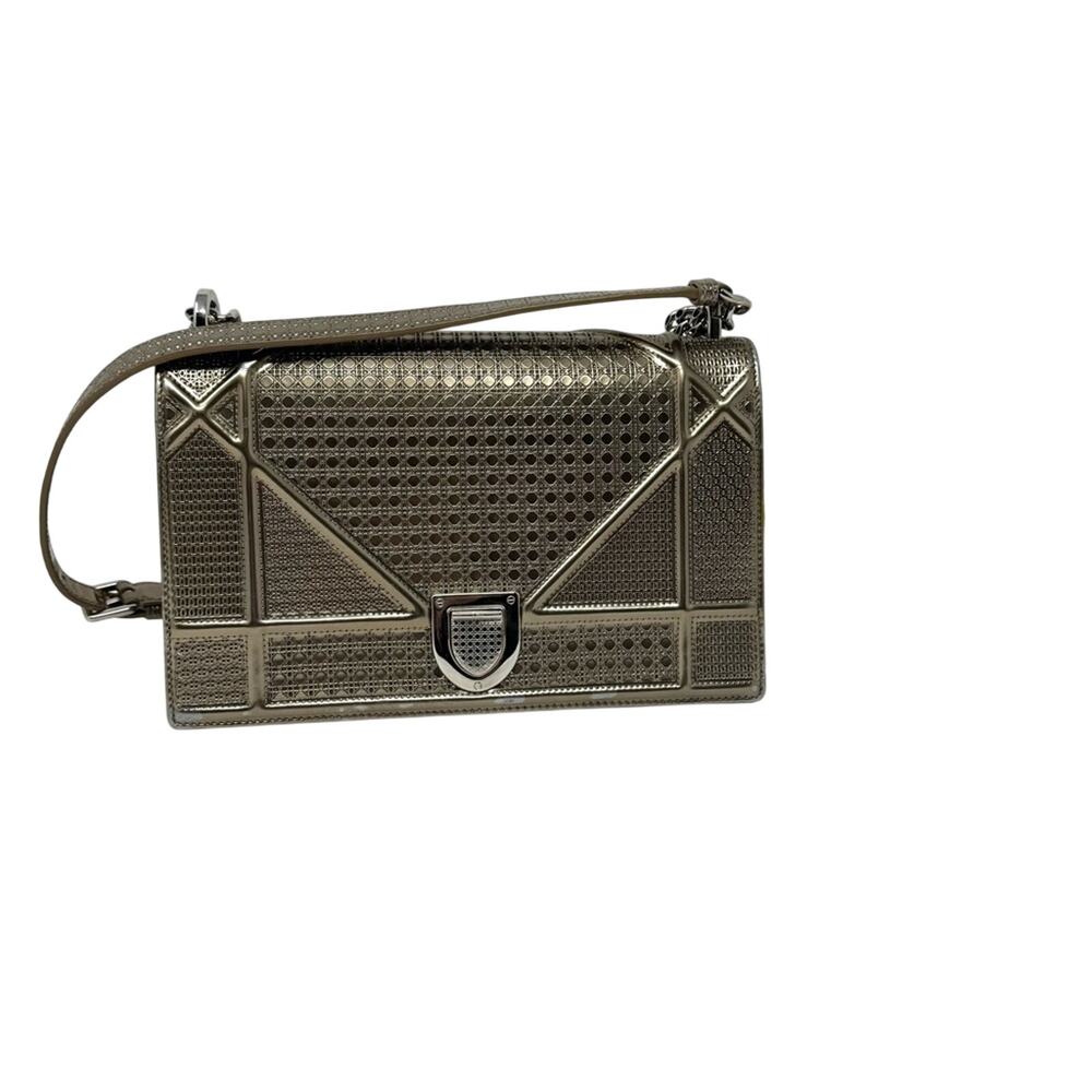 Dior Diorama Medium Metallic Shoulder Bag – Silver Metallic Leather